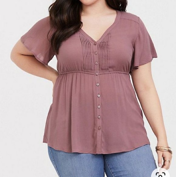 Dusty Rose Dobby Pintuck Blouse - Picture 1 of 1